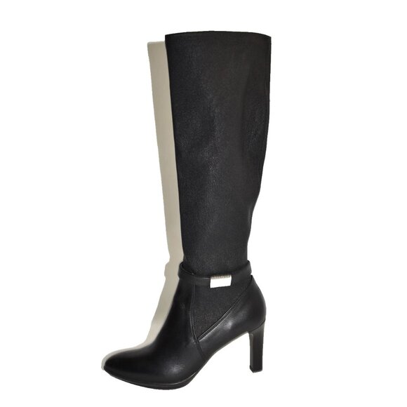 New! Aquatalia Romina Waterproof Tall Boot Black Leather Size 8 M DD506